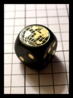Dice : Dice - Game Dice - Unknown Large Wooden Black with Globe - Trade MN Jan 2010